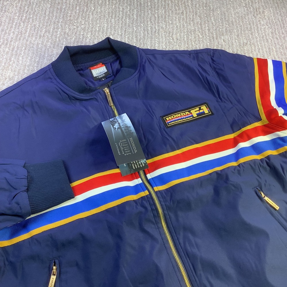 Honda Vintage Culture F1 Racing Team Bomber Jacket Navy Blue Mens Size L NWT